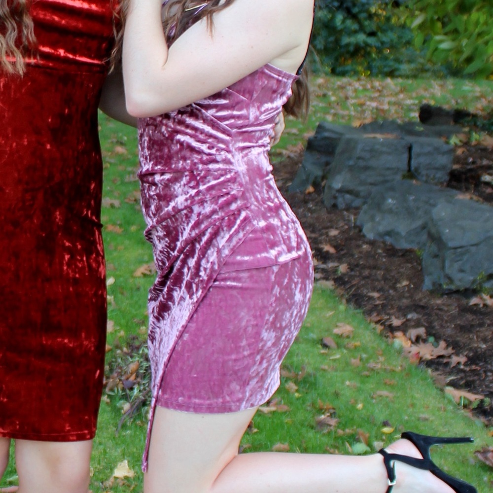 Elegant Velvet Pink Dress